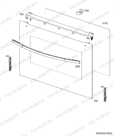 Взрыв-схема плиты (духовки) Zanussi ZCV540K1WA - Схема узла Door